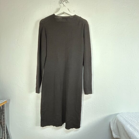 Emanuel Ungaro Womens Long Sleeve V-Neck Shift Dress Large Black Knit Pullover - Picture 2 of 7